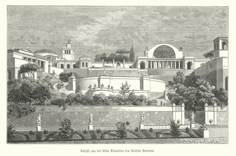 Villa of the Roman Emperor Hadrian at Tivoli, Italy by German School