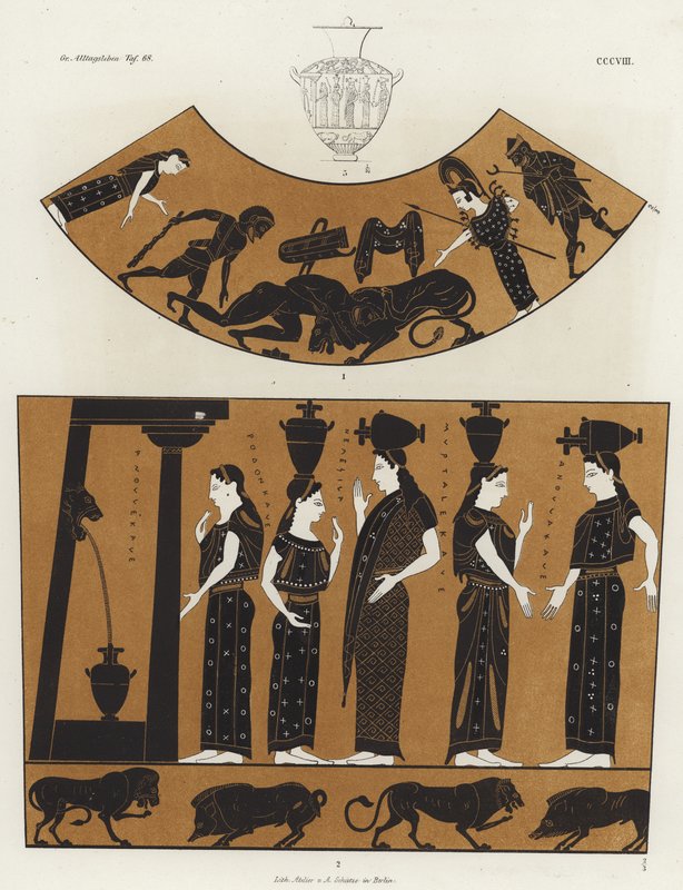 Women carrying hydria by German School