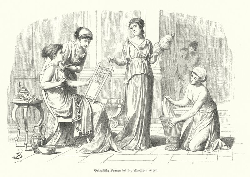 Women doing housework in Ancient Greece by German School