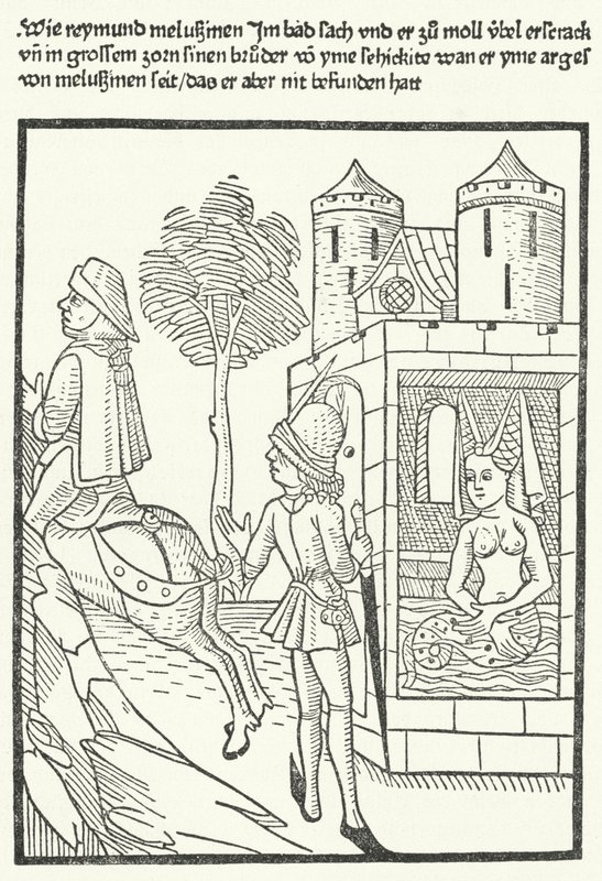 Woodcut depicting a scene from the legend of Melusine by German School
