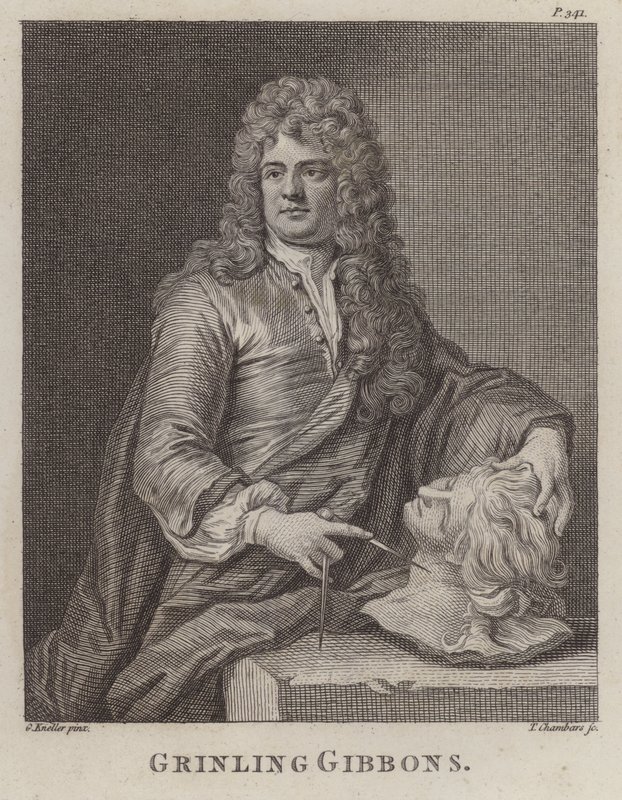Grinling Gibbons, English wood carver and sculptor by Godfrey (after) Kneller