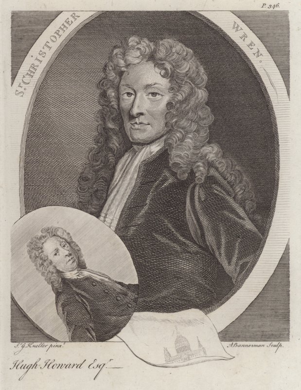Sir Christopher Wren, English architect, and Hugh Howard, English artist and collector by Godfrey (after) Kneller