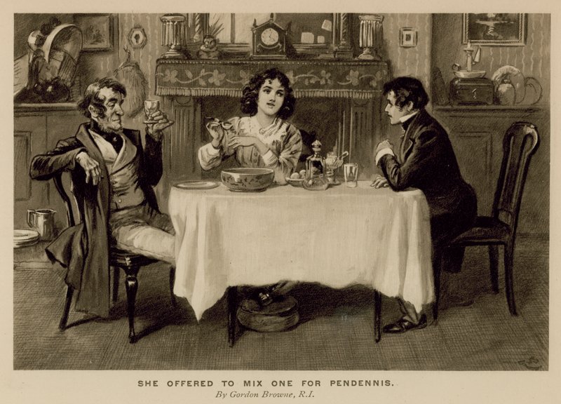 Illustration for The History of Pendennis by Thackeray by Gordon Frederick (after) Browne