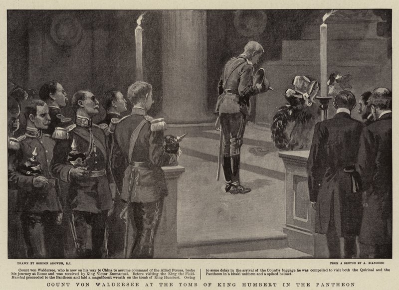 Count von Waldersee at the Tomb of King Humbert in the Pantheon by Gordon Frederick Browne