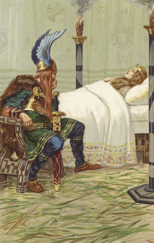 Harald sat by her side and watched her by Gordon Frederick Browne