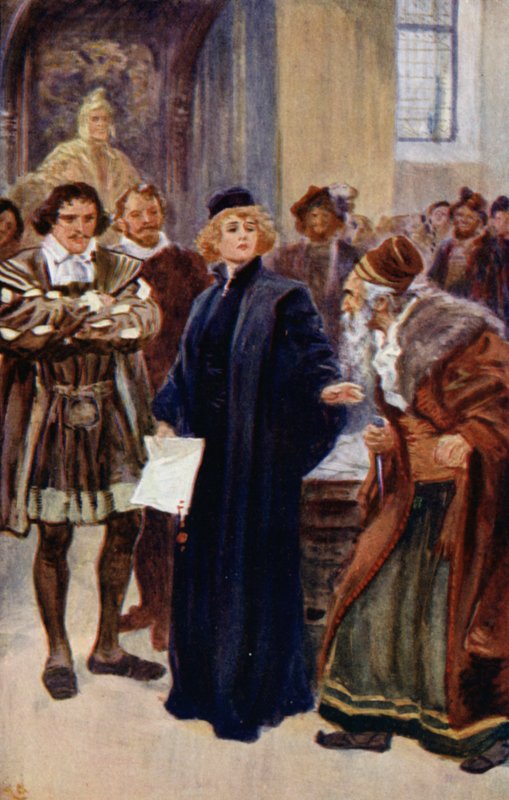 Tarry a little, Jew, said Portia by Gordon Frederick Browne