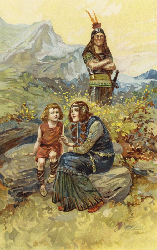 The bonds-woman and Olaf, her son, sat in the morning sunshine by Gordon Frederick Browne