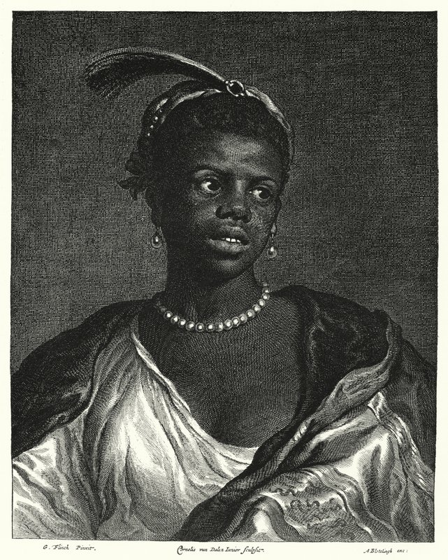 Portrait of a Black Woman (engraving) by Govaert (after) Flinck