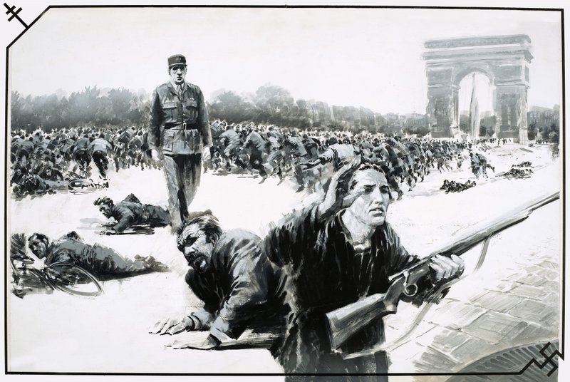 Charles de Gaulle takes his Victory Walk down the Champs Elysees during the liberation of Paris by Graham Coton
