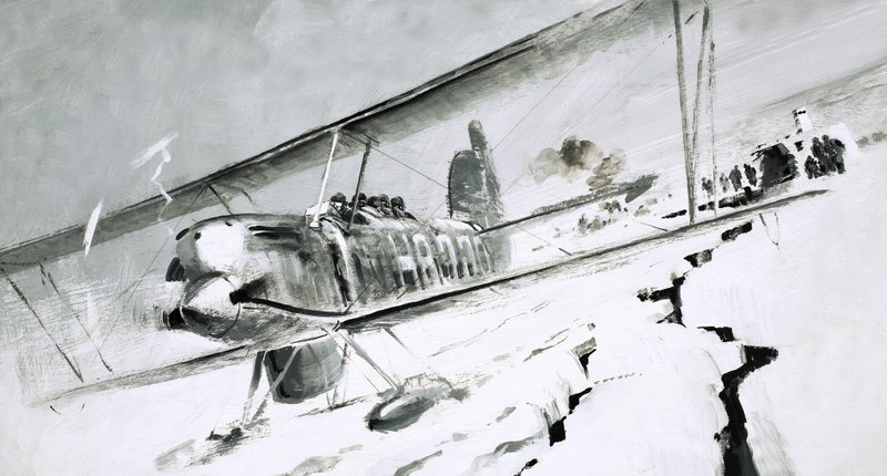 Unidentified Biplane Landing on Cracked Ice by Graham Coton