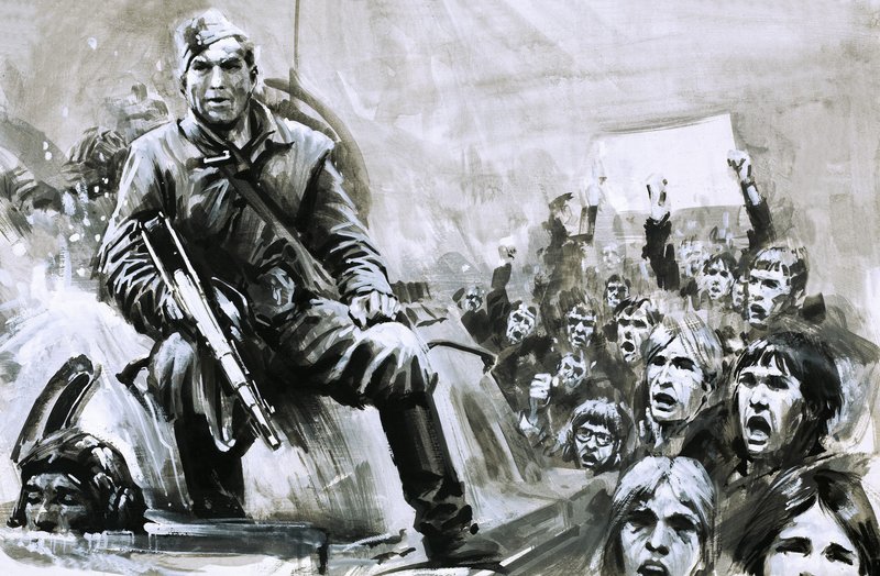 Unidentified soldier on tank by Graham Coton