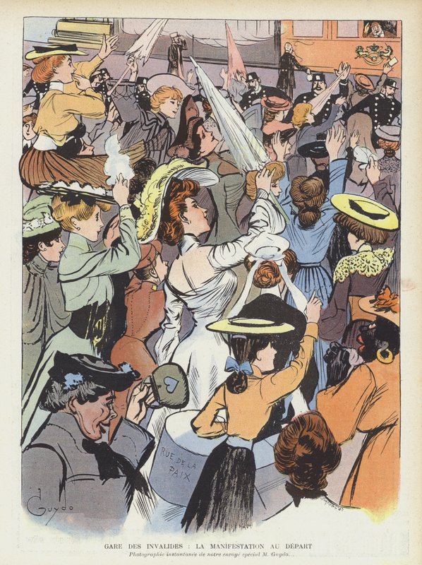 Women Saying Farewell to King Edward VII as He Leaves the Gare des Invalides in Paris (Illustration for Le Rire) by Guillaume Le Barrois dOrgeval
