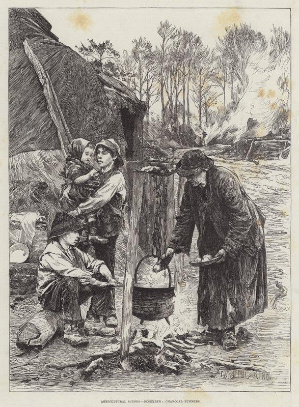 Agricultural Scenes, December, Charcoal Burners by Gunning King