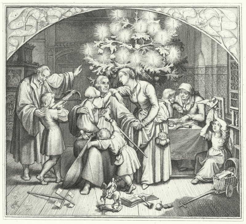 Martin Luther and his family enjoying the festive season by Gustav Ferdinand Leopold Konig