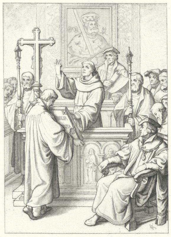 Martin Luther Being Awarded His Doctorate by Andreas Karlstadt at the University of Wittenberg, 1512 by Gustav Ferdinand Leopold Konig