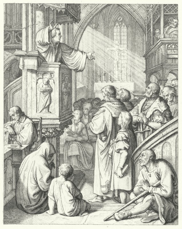 Martin Luther delivering a sermon by Gustav Ferdinand Leopold Konig