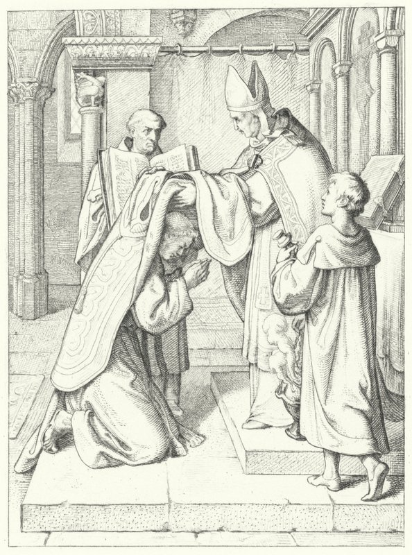 Martin Luther is Ordained as a Priest by Jerome Scultetus, Bishop of Brandenburg at Erfurt Cathedral, 3 April 1507 by Gustav Ferdinand Leopold Konig