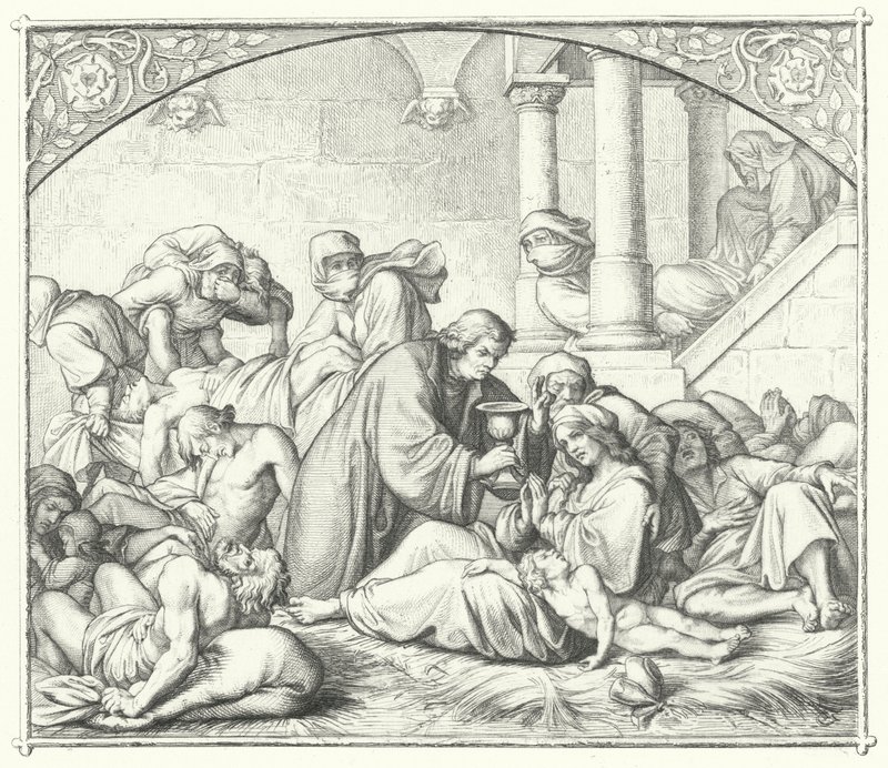 Martin Luther offering comfort to sufferers of the plague by Gustav Ferdinand Leopold Konig