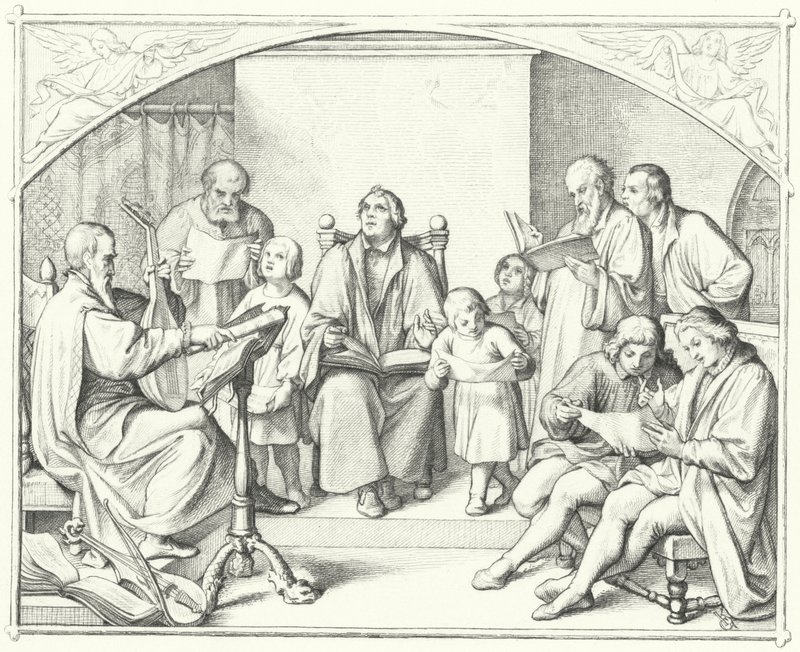 Martin Luther singing with a church choir by Gustav Ferdinand Leopold Konig