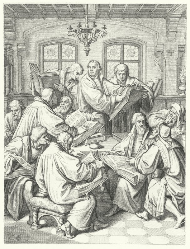 Martin Luther translating the bible into German by Gustav Ferdinand Leopold Konig