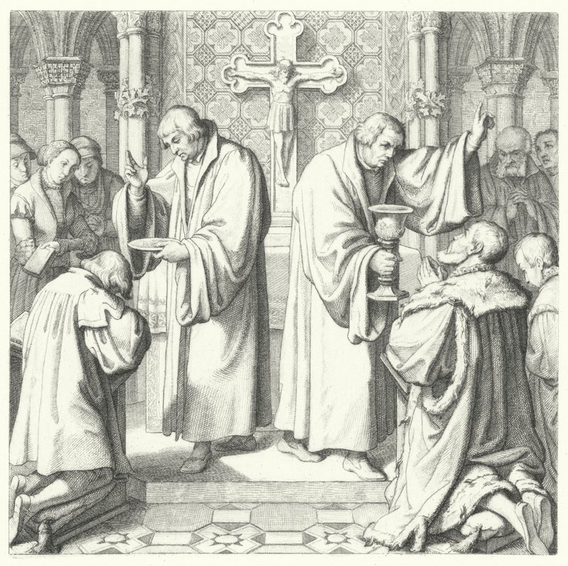 The Holy Communion shown in both Protestant and Catholic forms by Gustav Ferdinand Leopold Konig