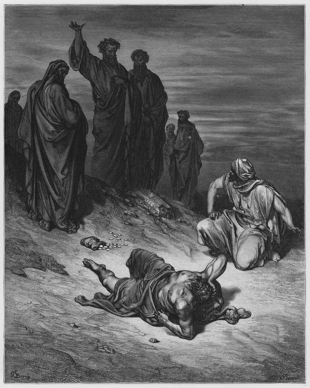 Death of Ananias by Gustave Dore