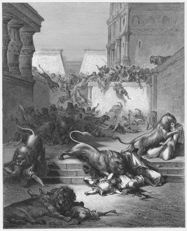 The Strange Nations Slain by the Lions of Samaria by Gustave Dore