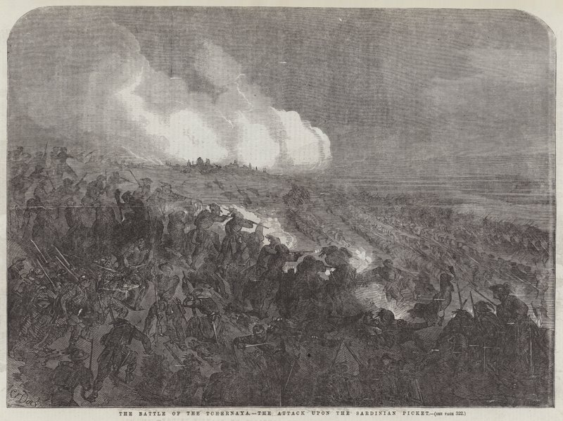 The Battle of the Tchernaya, the Attack upon the Sardinian Picket by Gustave Dore