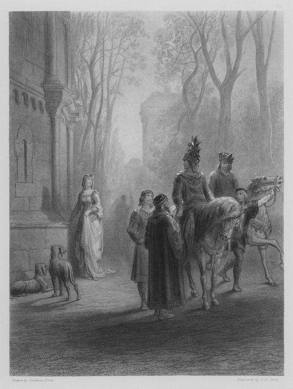 Lancelot Bids Adieu to Elaine by Gustave after Dore
