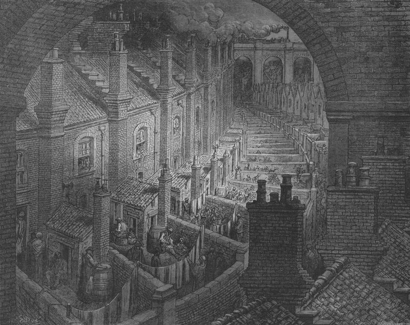 London, View Taken from a Railway Above the Roofs by Gustave after Dore