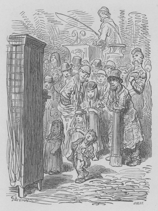 Punch and Judy, Traveling Theatre by Gustave after Dore