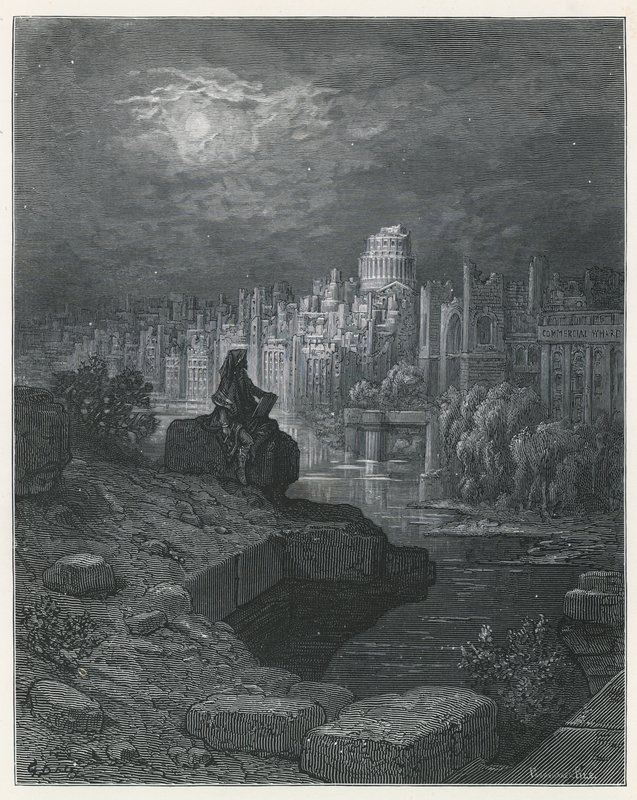 A Traveller from New Zealand Contemplating the Ruins of London by Gustave Dore