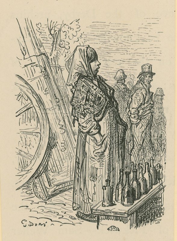 A Woman Selling Glass Bottles by Gustave Dore