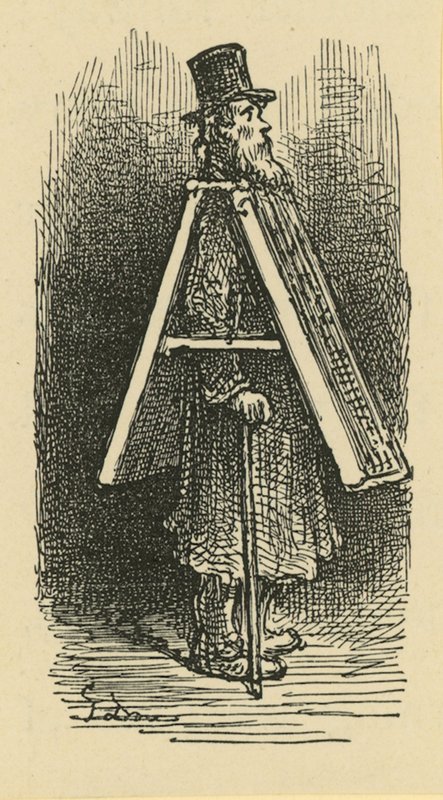 An Illustration Depicting a Sandwich Man by Gustave Dore
