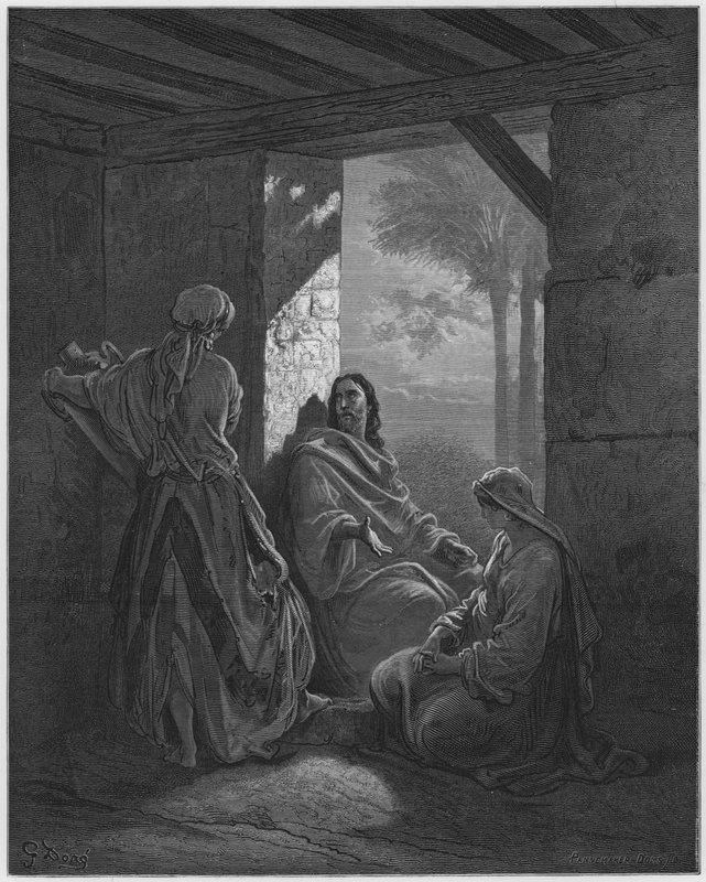 Gustave Dore Bible: Jesus at the house of Martha and Mary by Gustave Dore
