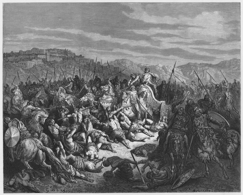 Gustave Doré Bible: Slaughter of the Syrians by the Children of Israel by Gustave Dore