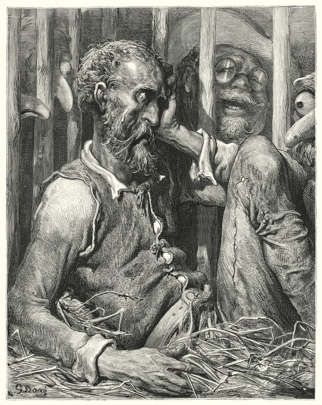 Don Quixote was not so much amazed at his enchantment as at the manner of it by Gustave Dore