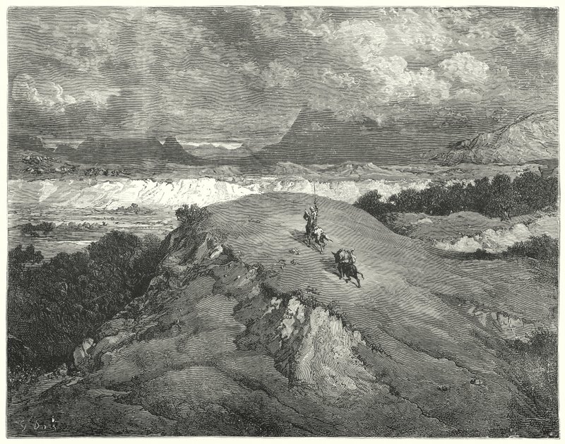 It was night before our two travellers got to the most desert part of the mountain by Gustave Dore