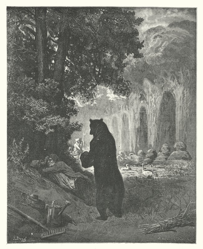 The Fables of La Fontaine: The Bear and the Amateur of Gardening by Gustave Dore