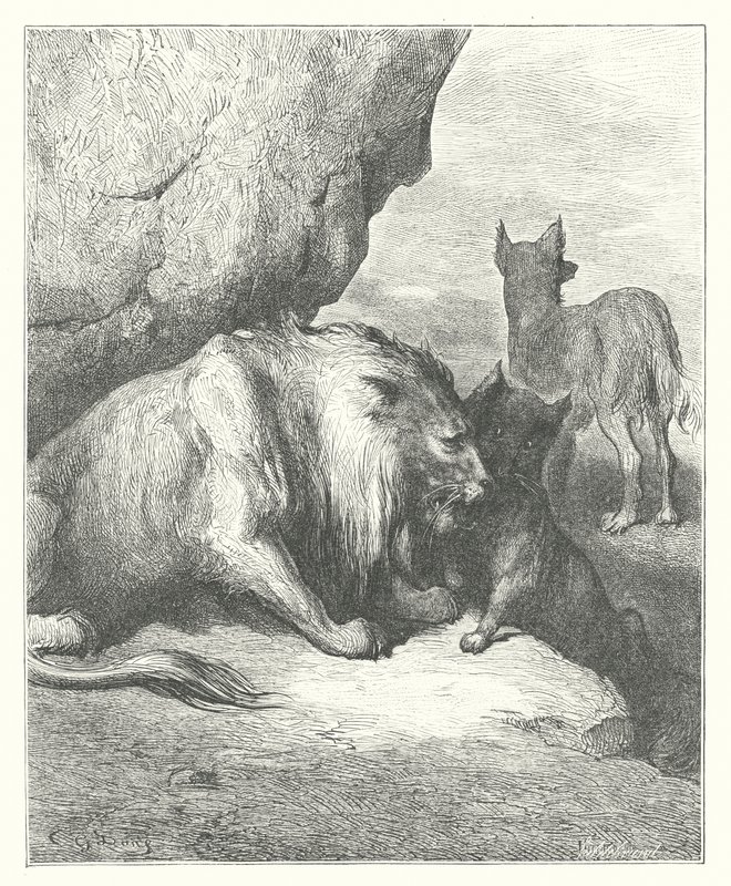 The Fables of La Fontaine: The Lion, the Wolf, and the Fox by Gustave Dore