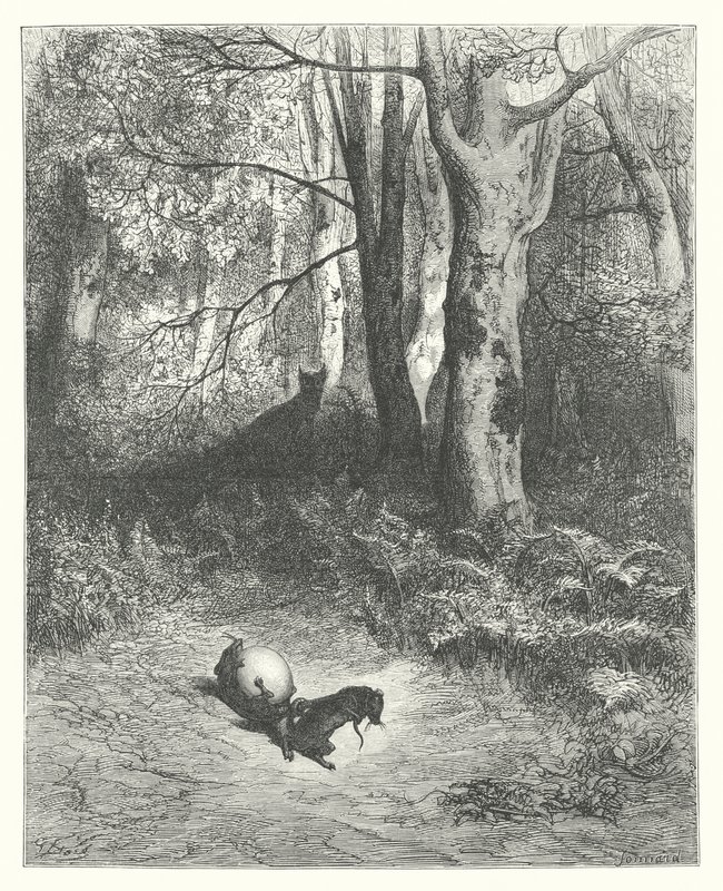 The Fables of La Fontaine: The Two Rats, the Fox, and the Egg by Gustave Dore
