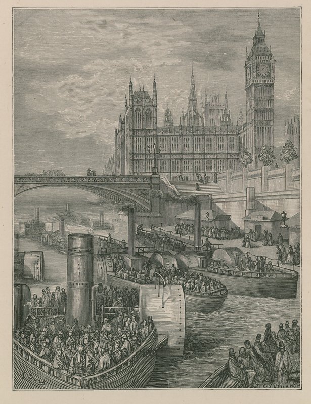 Westminster Stairs - Steamers Leaving by Gustave Dore