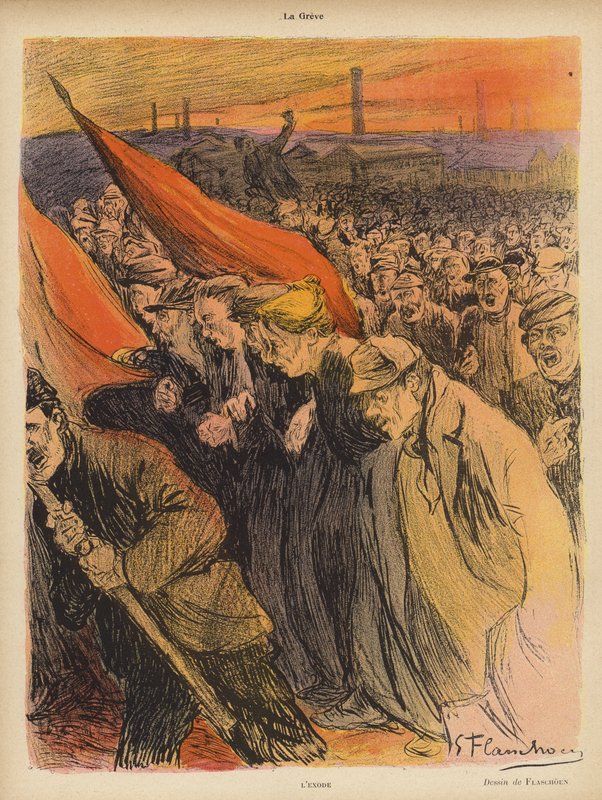 Industrial strike: The Exodus, c.1902 by Gustave Flasschoen