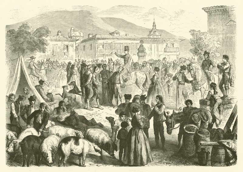 Annual fair of the town of Alcala, Spain by Gustave Janet