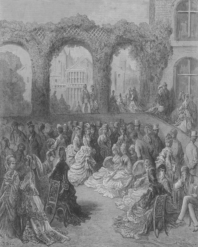 A Morning in an Aristocratic Garden, Holland-House by Gustave after Dore