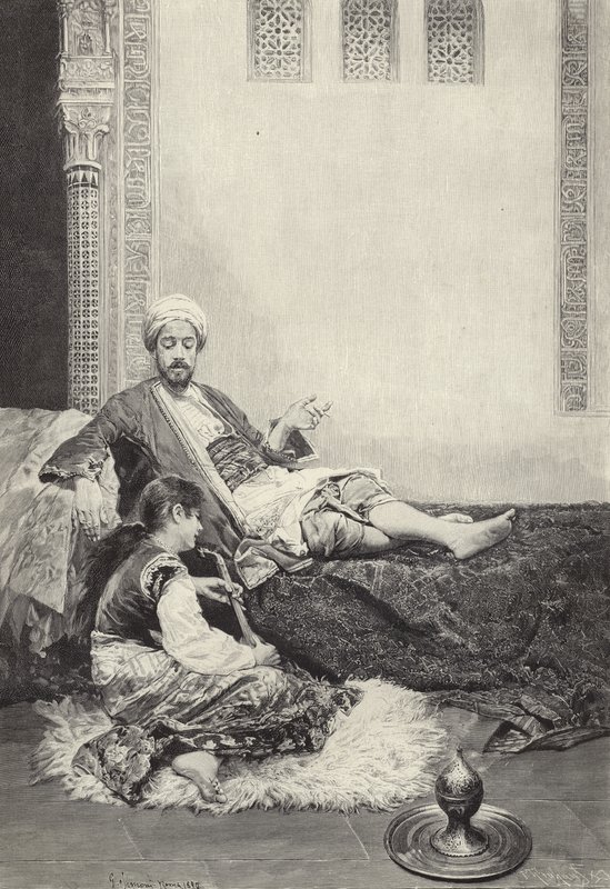 In the Harem (engraving) by Gustavo Simoni