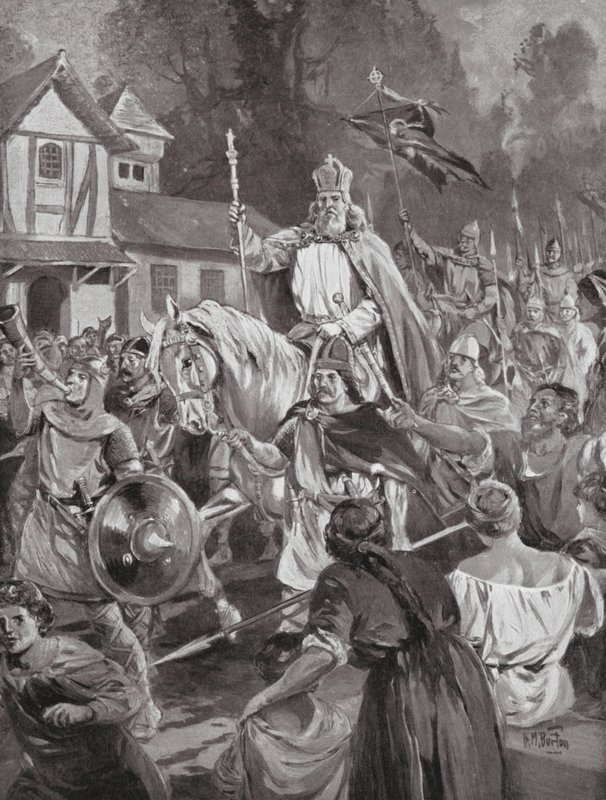 Charlemagne returning to Brussels, his Country Seat by H. M. (after) Burton