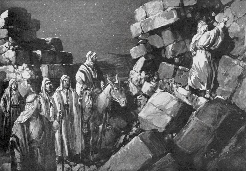 Nehemiah Surveys the Walls of Jerusalem, 444 BC by H. M. (after) Burton