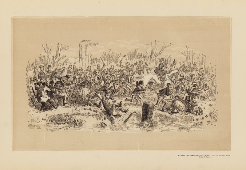 Oxford and Cambridge Boat Race, No 4, A run on the Banks during the Race by Hablot Knight (1815 92) Browne