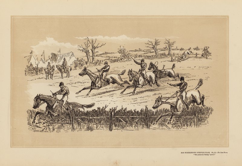 The Tumbletown Steeple-Chase, No 11, The Last Fence by Hablot Knight (1815 92) Browne